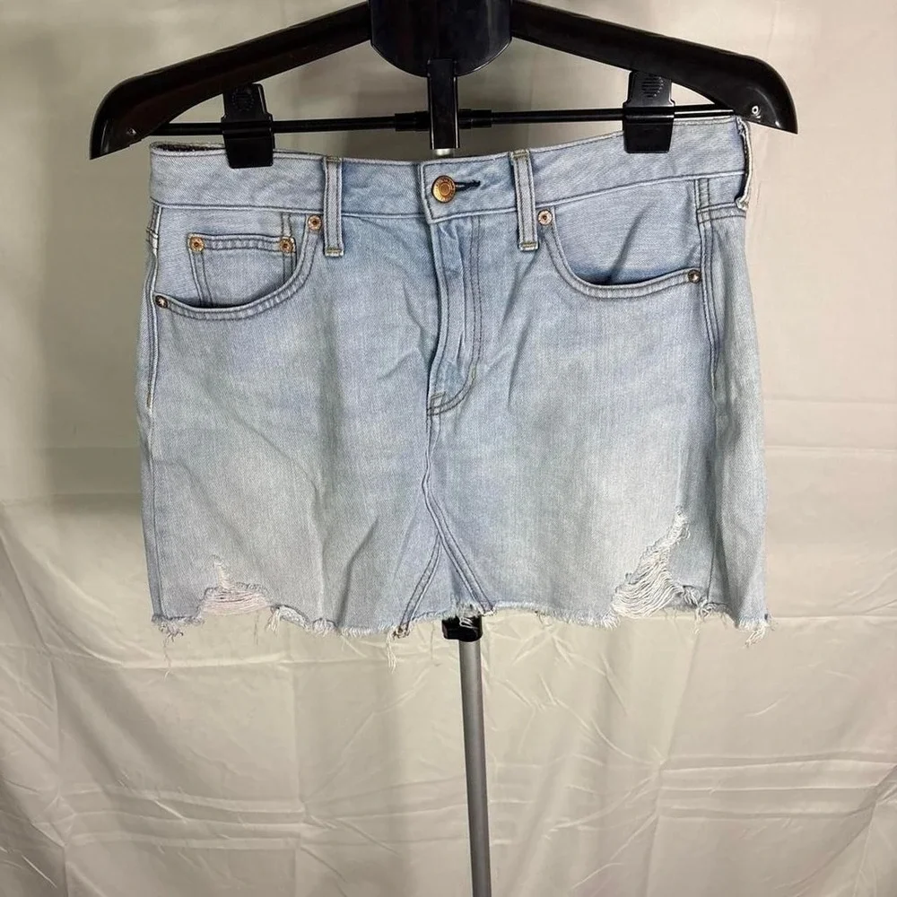 American Eagle light blue denim mini skirt